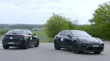 Prototypes of the all-electric Porsche Macan - both digital and real